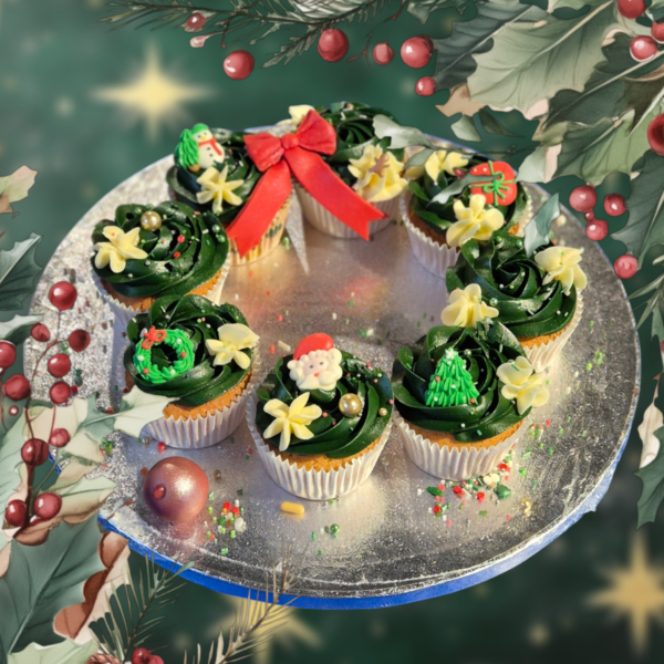 Cupcake Kerstkrans | hippetaarten.nl