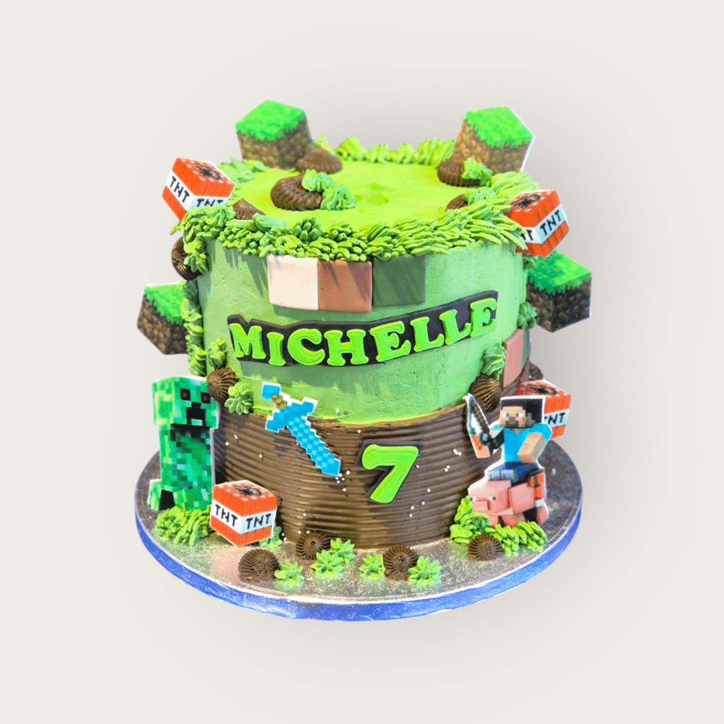 Minecraft Crème Taart | hippetaarten.nl | deheerlijketaart.nl